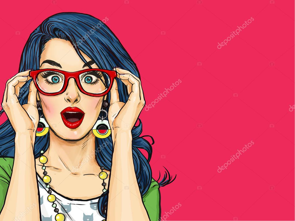 Illustrazione stock Sorpresa Pop Art ragazza in Invito