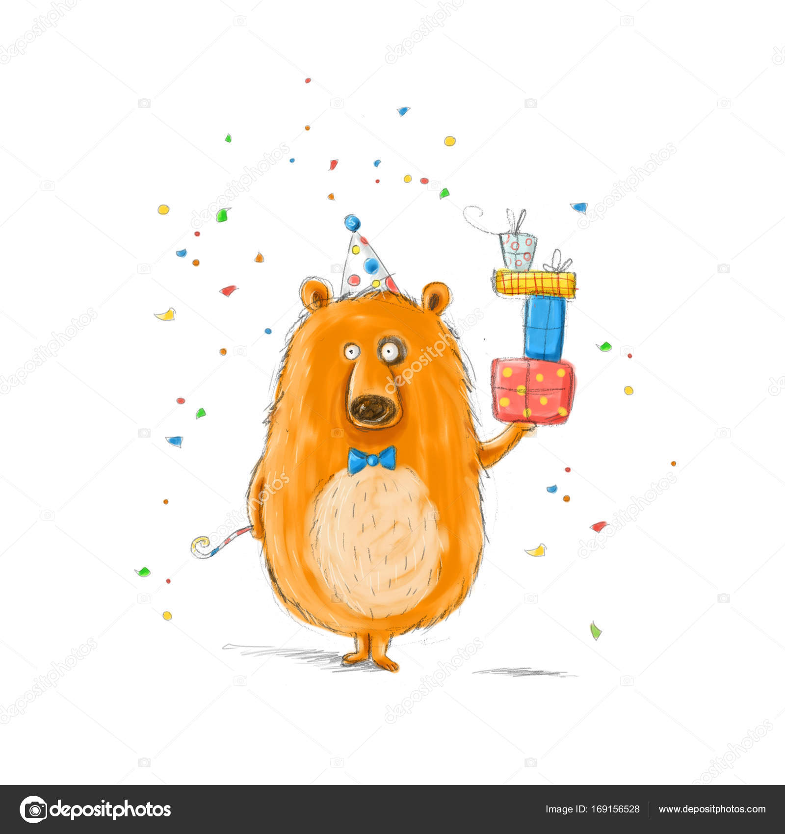 Cute Teddy Bear with Cake Birthday Invitation Card
