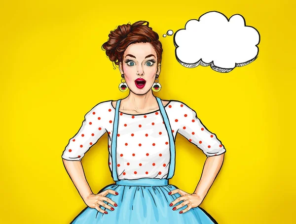 Surprised young sexy woman with open mouth.Comic woman. Gossip girl. Amazed women. Pop Art girl. suspenders, flirting, wow, omg, yes, sexy woman, joyful, cute, birthday, hipster, art, new collection — Stock Image Surprised Young Sexy Woman Open Mouth Comic Woman Gossip Girl Stock Photo