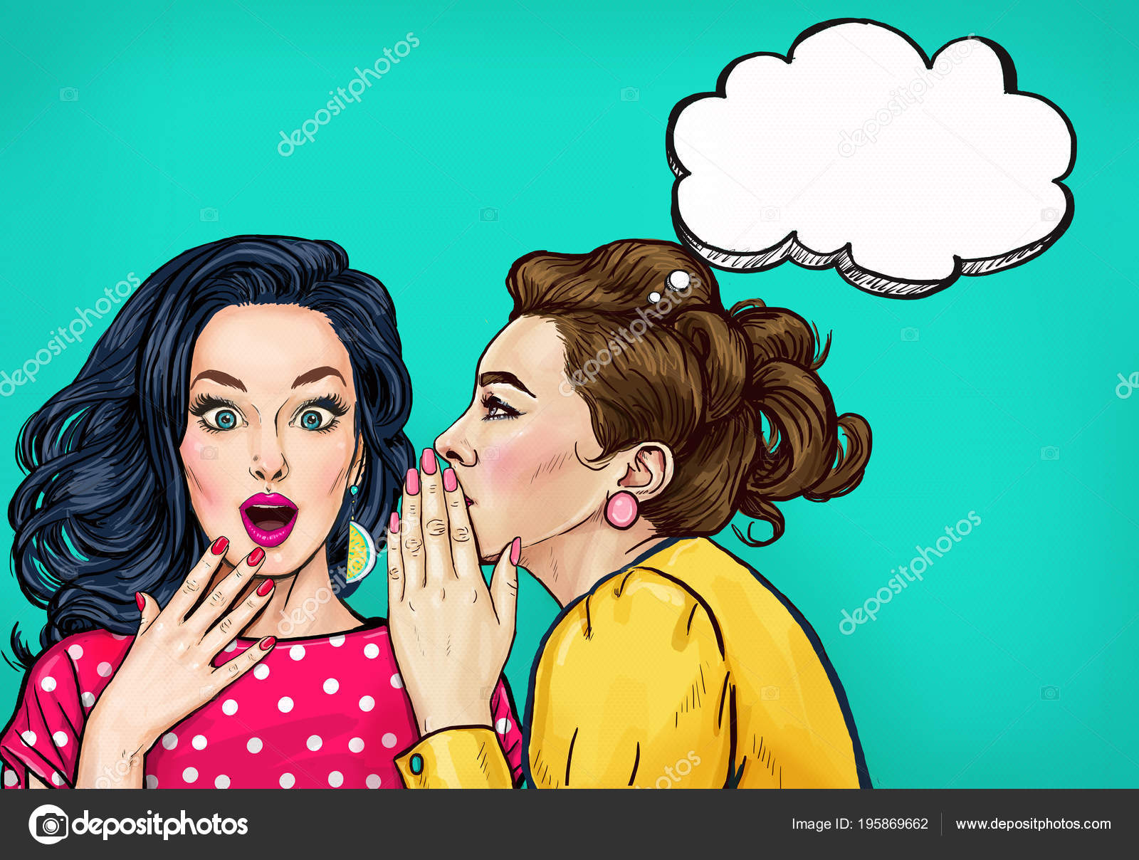 Pop Art Women Gossip Thought Bubble Advertising Poster Disco Flayer Stock Photo Image By C Lucky84