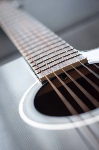 Details Black Acoustic Guitar Close — Stock Photo, Image