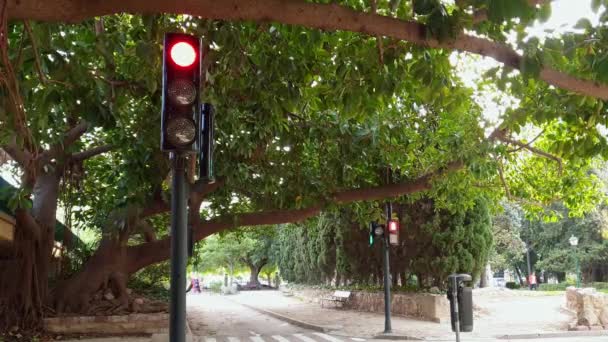 Lege weg met verkeerslichten — Stockvideo