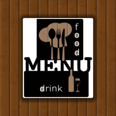 logo şablonu Restoran menüsünde ahşap arka plan