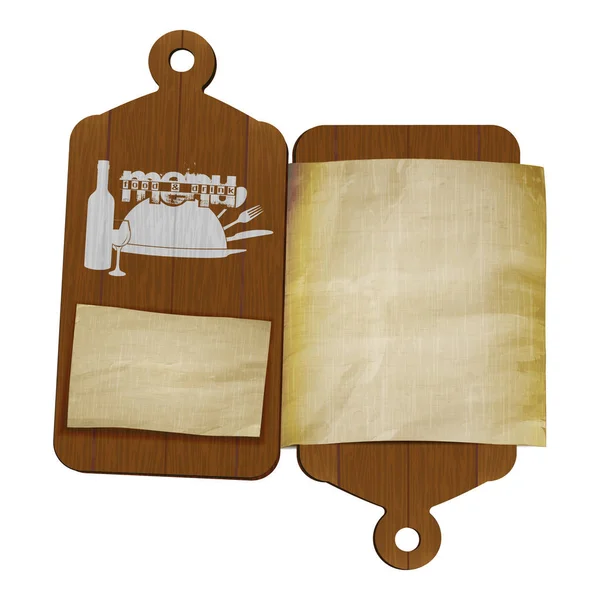 Modèle de menu restaurant planches à découper et vieux papier — Image vectorielle