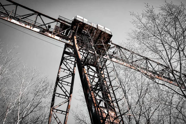 Rusty crane on rails — Stock Photo, Image