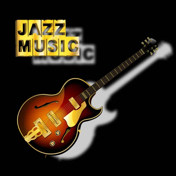 Guitare jazz musique avec une ombre floue — Image vectorielle