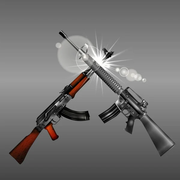 Kalashnikov vs rifle automático M16 — Vector de stock