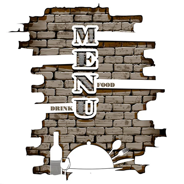 Restaurant-Menü in der Backsteinwand weiß — Stockvektor