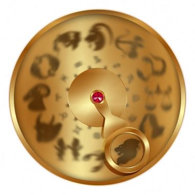 Leo Zodiac on a golden disk clipart