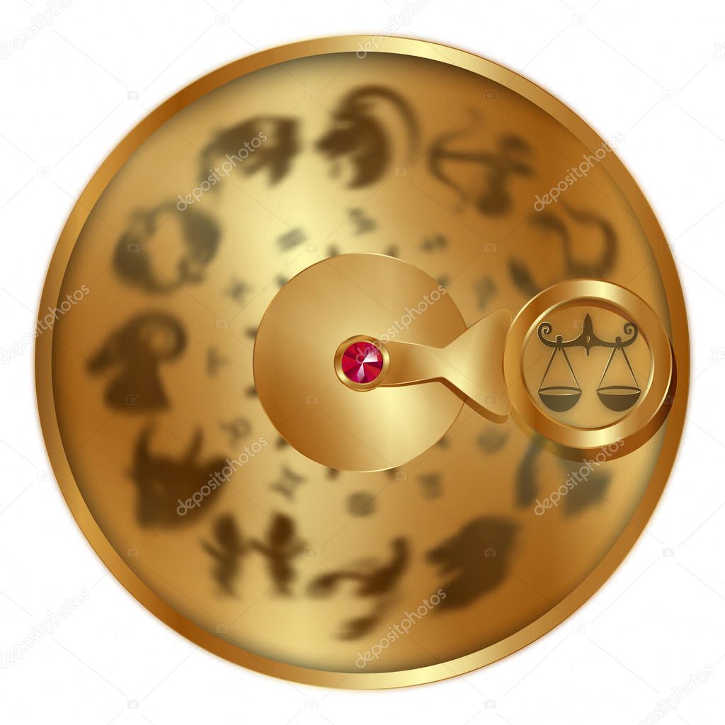 Libra on a golden disk