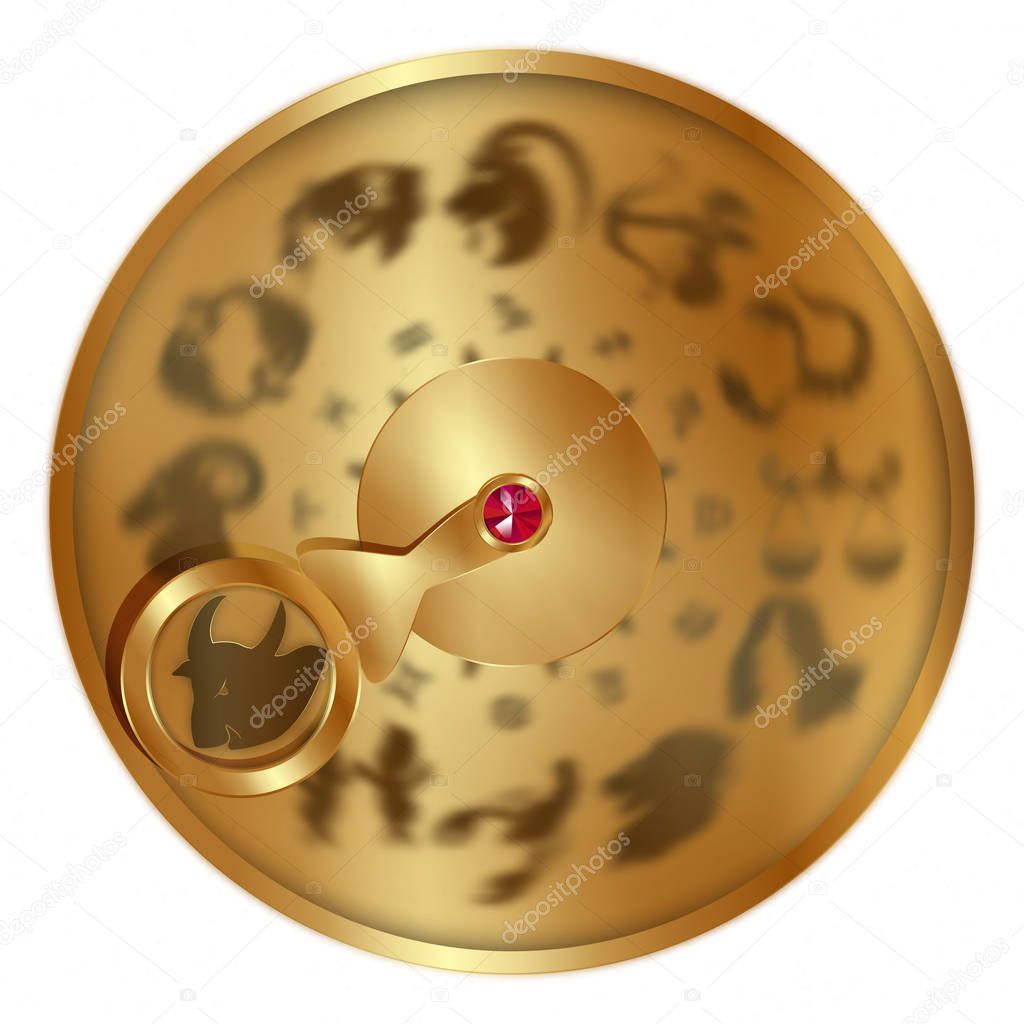 Taurus on a golden disk