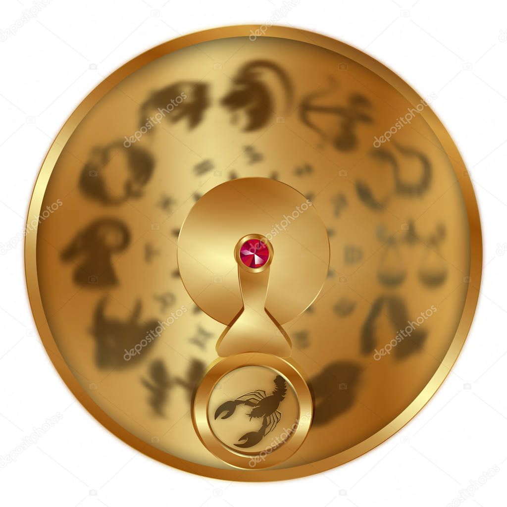 sign Cancer on a golden disk