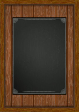 panoları siyah levha A4 ile ahşap çerçeve
