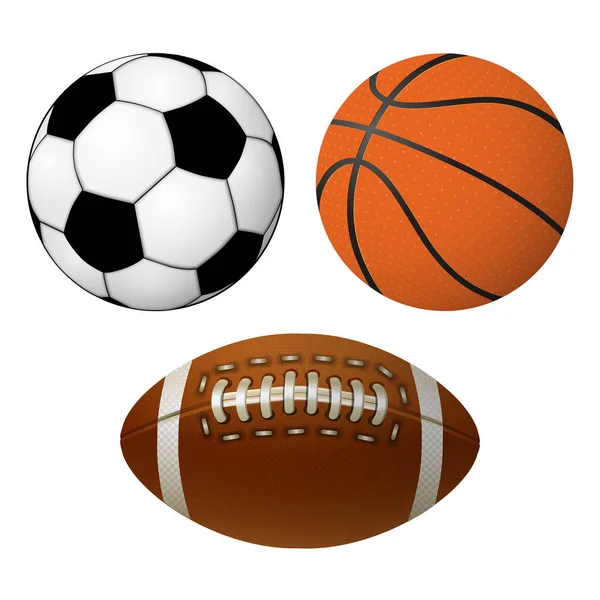 Fotboll basket och rugby boll — Stock vektor