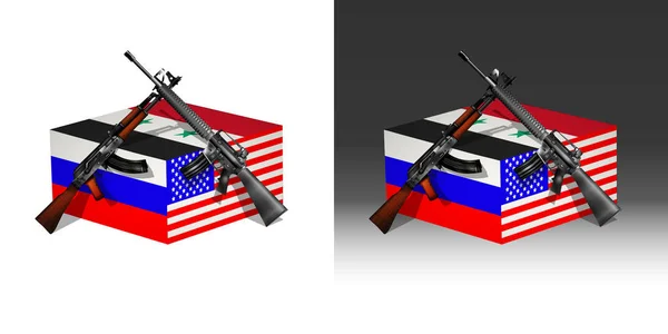 Rusia EE.UU. y Siria — Vector de stock