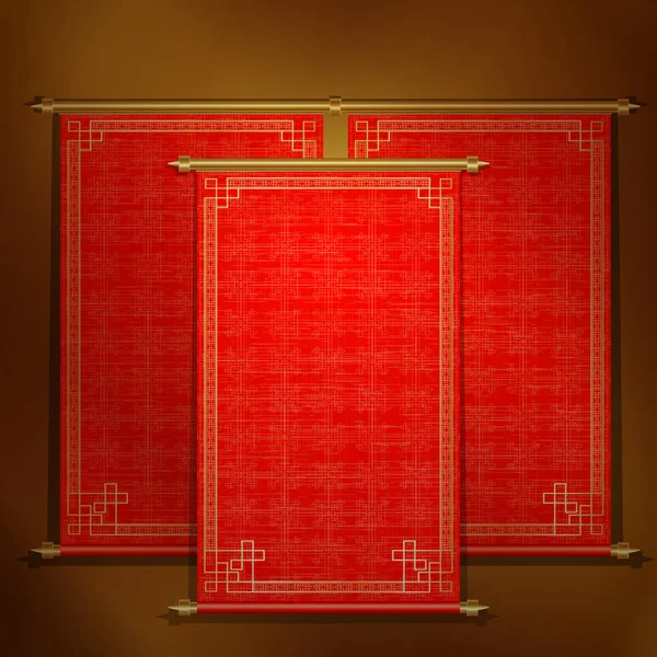 Czerwony przewijania z Azji ornament — Wektor stockowy