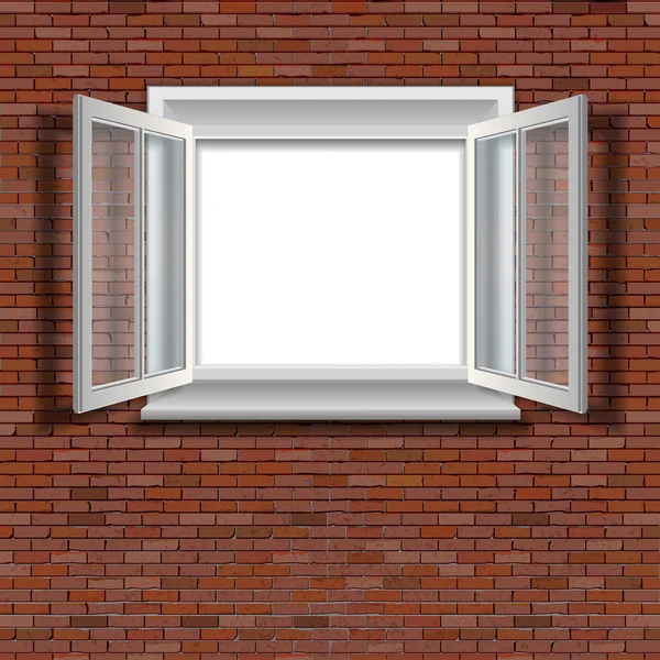 Ένα παράθυρο σε έναν τοίχο από τούβλα — Διανυσματικό Αρχείο