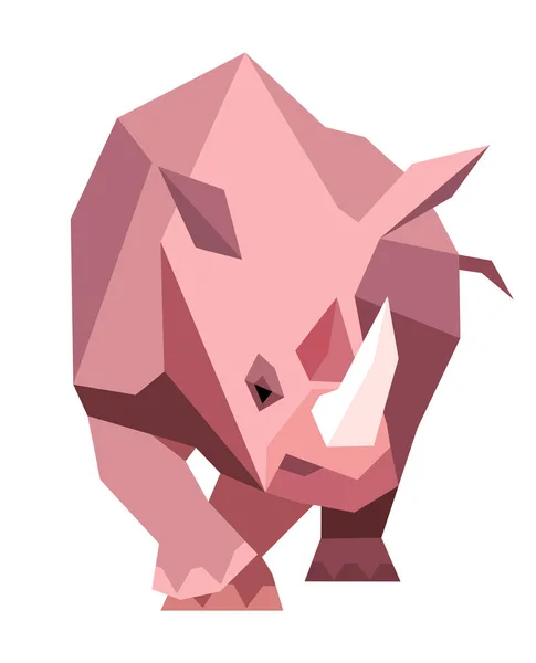 Geometrik bir tarzda pembe gergedan