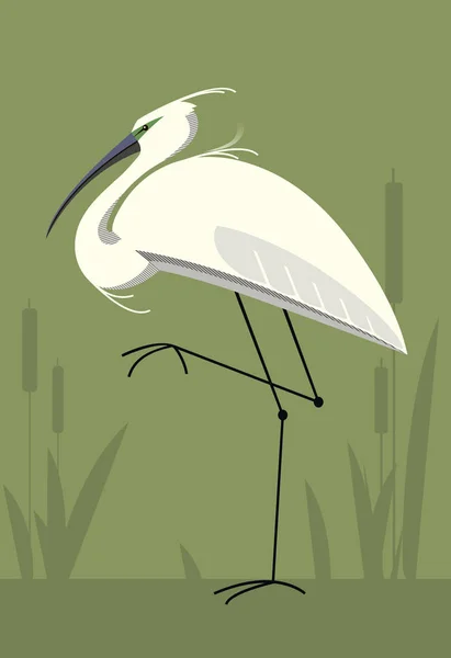 Little Egret, imagen minimalista — Vector de stock