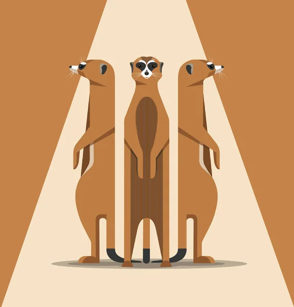 Meerkats családi fürdenek a nap — Stock Vector