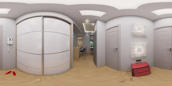 Візуалізація 360 градусів, безшовний панорамний коридор — стокове фото