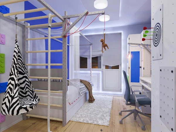 子供部屋のインテリア デザインのレンダリング — ストック写真