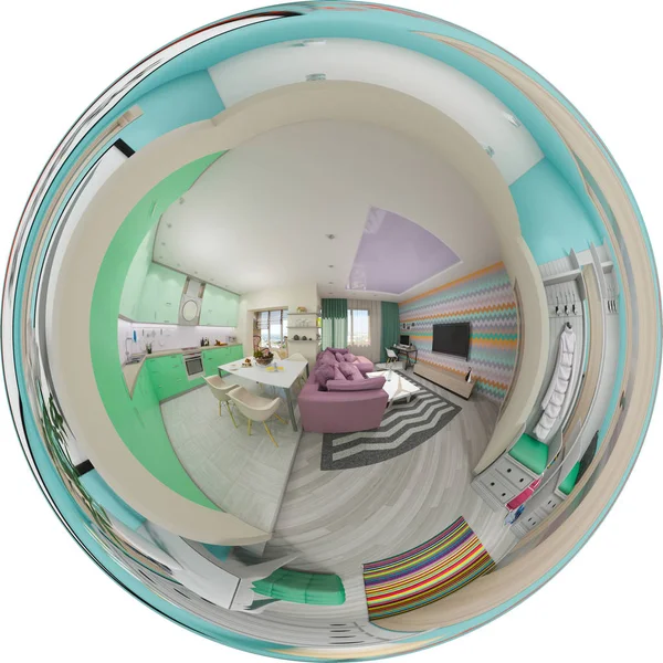 Plynulé panorama ilustrace obývacího pokoje — Stock fotografie