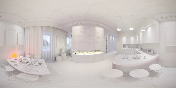 Mutfak seamless panorama render — Stok fotoğraf