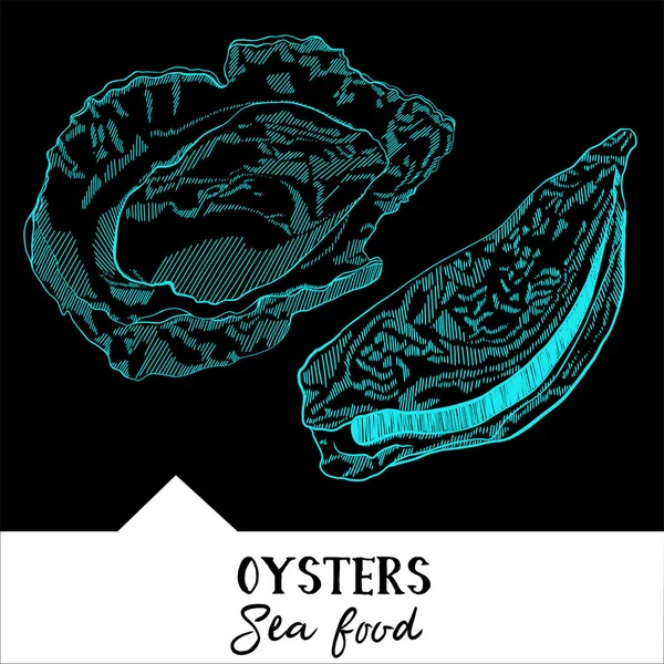 Ilustracja wektorowa ostrygi menu owoce morza — Wektor stockowy