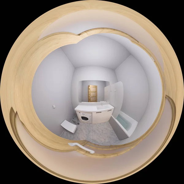 3D иллюстрация 360 градусов панорама интерьера ванной комнаты — стоковое фото