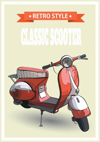 Vector illustration of a retro scooter. — Stock Vector