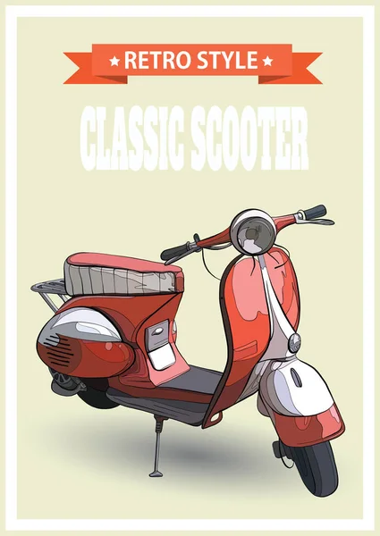 Retro bir scooter vektör çizim. — Stok Vektör
