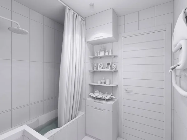 Ilustração 3d de um banheiro de design — Fotografia de Stock