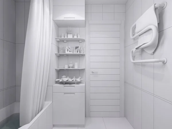 三维图设计的浴室 — 图库照片