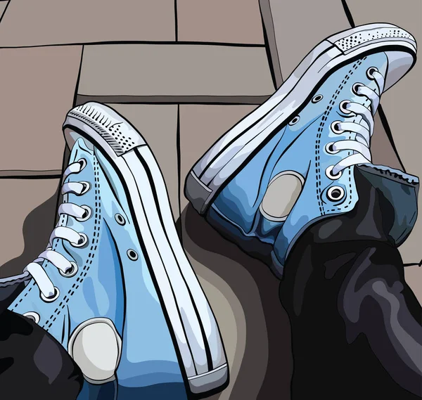 Vector εικονογράφηση ενός χεριού σχέδιο πάνινα παπούτσια — Διανυσματικό Αρχείο