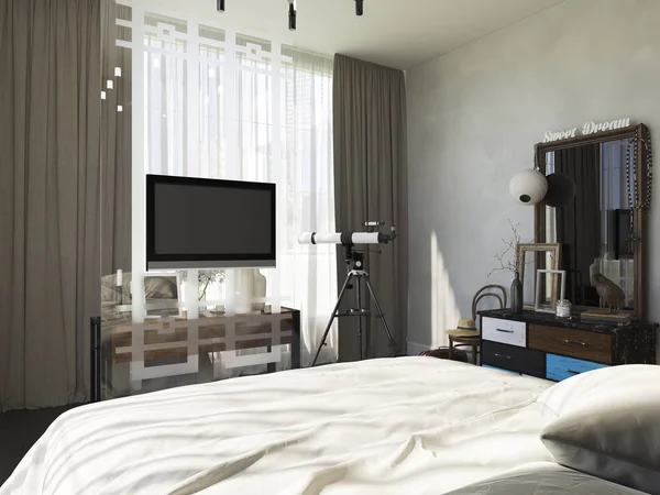 3D illustratie van slaapkamer interieur ontwerp — Stockfoto