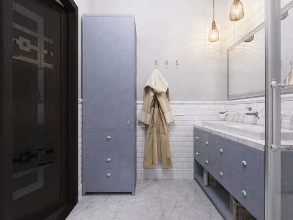 3D иллюстрация ванной комнаты с дизайном интерьера — стоковое фото