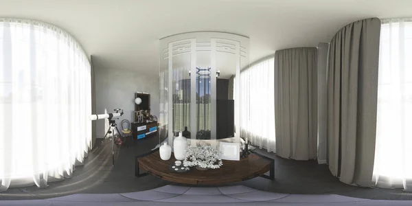 3d иллюстрация 360 градусов панорама спальни — стоковое фото