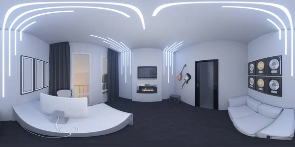 3D-Darstellung eines Heimbüros im Weltraum-Stil — Stockfoto