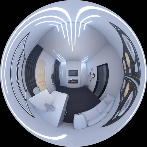 3D illustratie van een kantoor aan huis in de stijl van een ruimte — Stockfoto