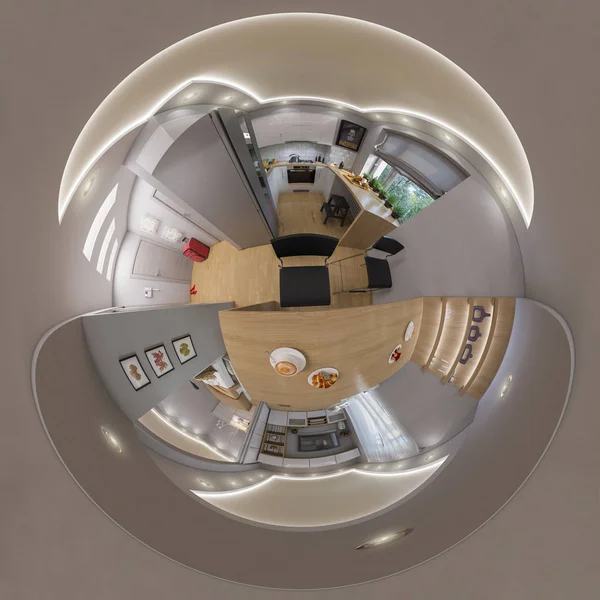 3D-Rendering 360 nahtlose Panorama des Wohnzimmers — Stockfoto