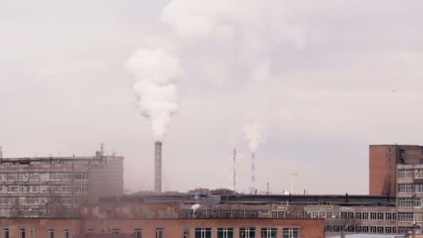Wideo dymu z rury strefy przemysłowej. — Wideo stockowe