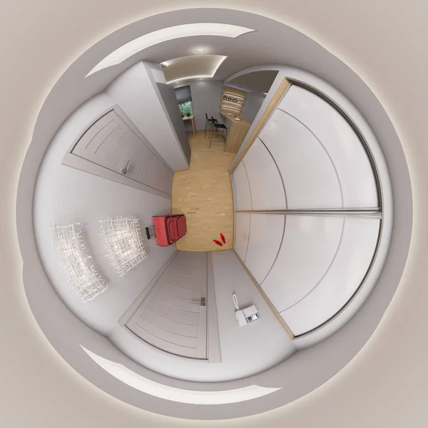 360 graden van de 3D-rendering, naadloze panorama hall — Stockfoto