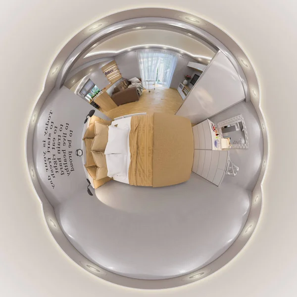 3D рендеринг бесшовной панорамы спальни — стоковое фото