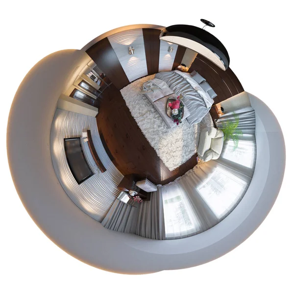 3D illustratie, 360 naadloze panorama van slaapkamer — Stockfoto