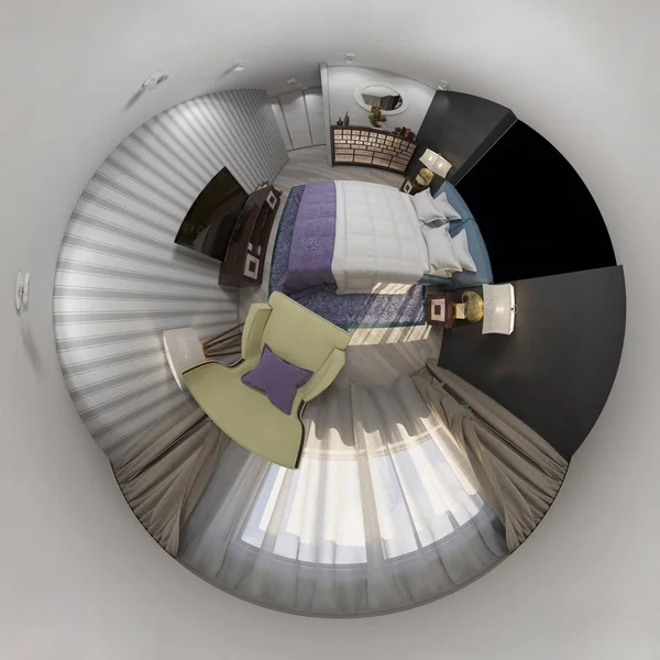 3 차원 렌더링 디자인 인테리어 360 원활한 파노라마 — 스톡 사진
