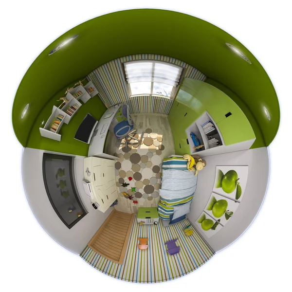 3D иллюстрация 360 панорама детской комнаты — стоковое фото