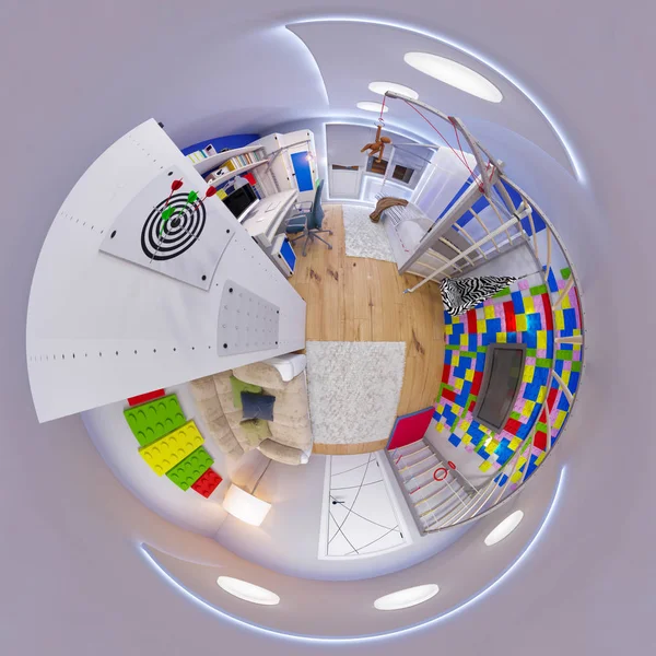 3d illustrazione 360 panorama della camera dei bambini — Foto Stock