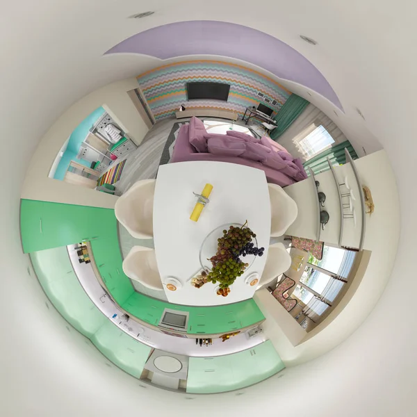 3D renderowania 360 panorama wnętrza salonu — Zdjęcie stockowe