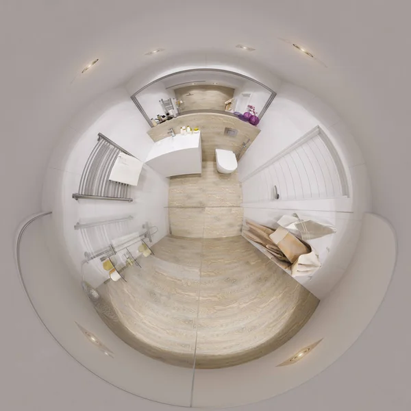 Fürdőszoba interior 3D gömb alakú 360 panoráma — Stock Fotó